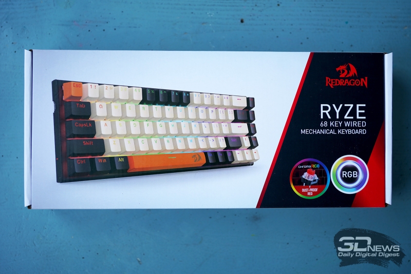 Redragon RYZE — компактная механическая клавиатура с RGB-подсветкой и тихими переключателями